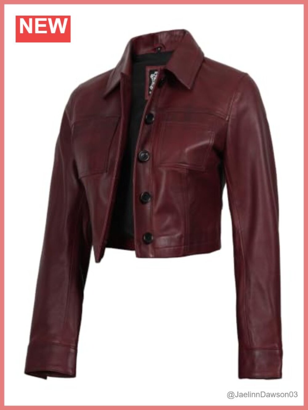 Cropped Real Lambskin Leather Jacket Button Closure Womens Casual